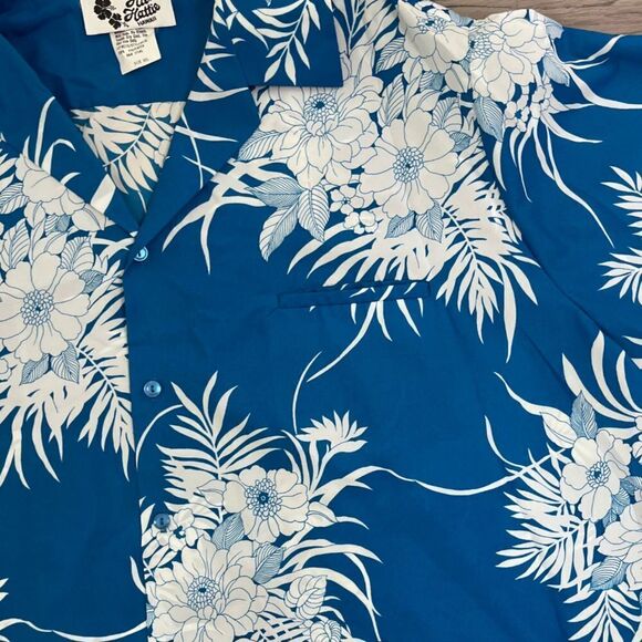 Vintage Hilo Hattie Men Size 5XL Blue Hawaiian Floral Button Down Collared Shirt - Picture 6 of 8